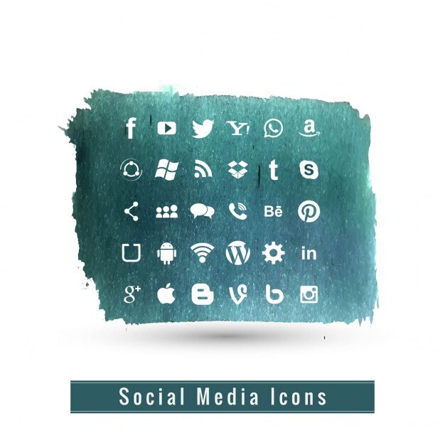 Conjunto de iconos de los medios de comunicación social moderna