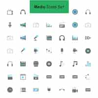 Vector gratuito conjunto de iconos de medios