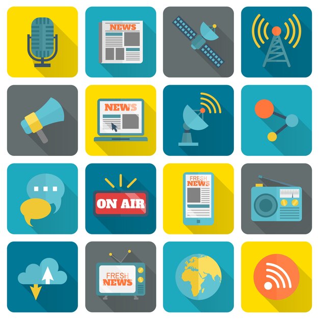 Conjunto de iconos de los medios