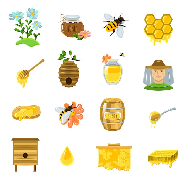 Conjunto de iconos de miel