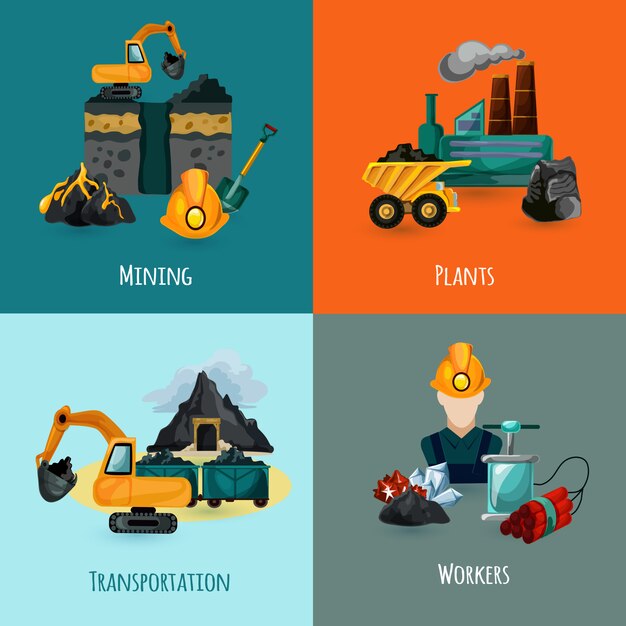 Conjunto de iconos de minería