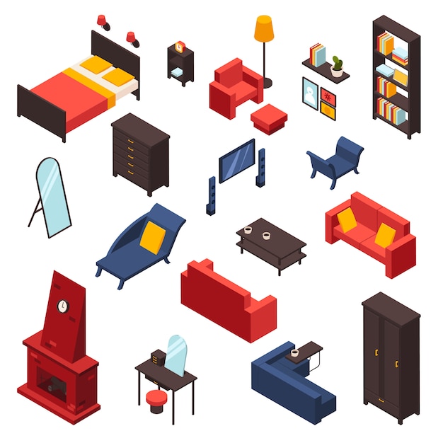 Vector gratuito conjunto de iconos de muebles de sala de estar