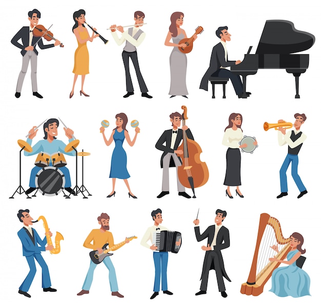 Vector gratuito conjunto de iconos de músico