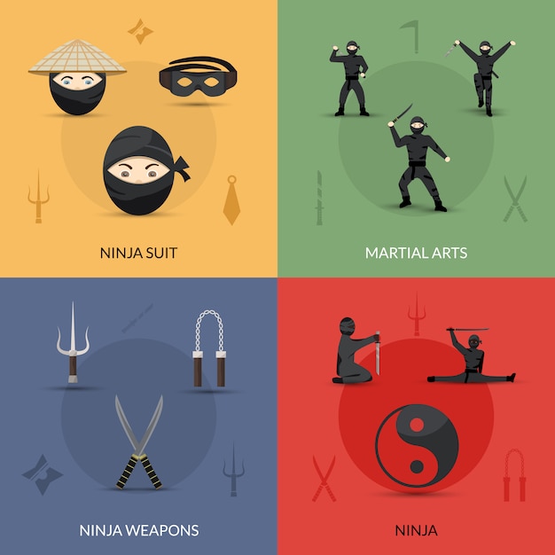 Vector gratuito conjunto de iconos ninja