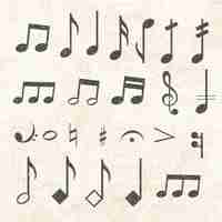 Vector gratuito conjunto de iconos de notas musicales vintage desgastado por el tiempo