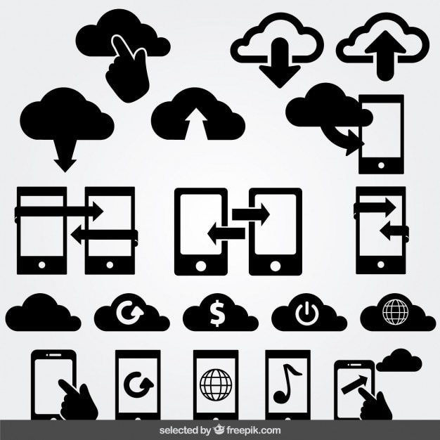 Vector gratuito conjunto de iconos de nube de internet para smartphone