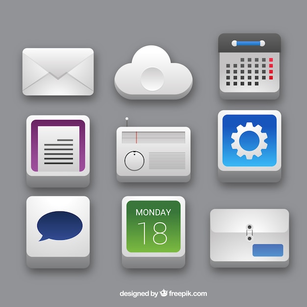 Conjunto de iconos de oficina 3d