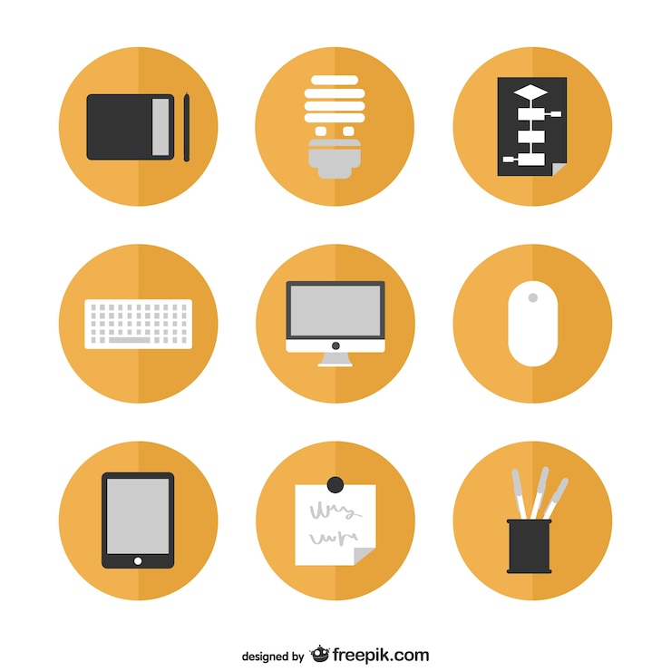 Vector gratuito conjunto de iconos de oficina