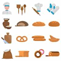 Vector gratuito conjunto de iconos de panadería