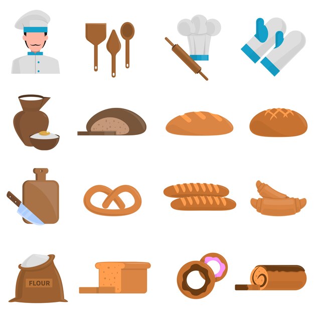 Conjunto de iconos de panadería