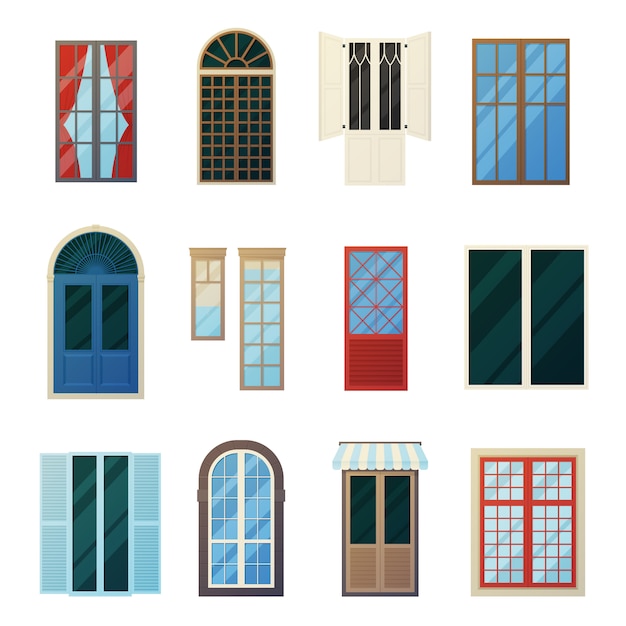 Vector gratuito conjunto de iconos de paneles de ventana de barras muntin