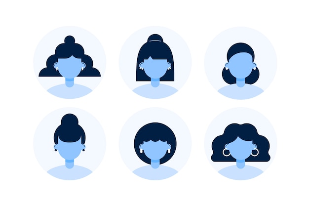 Conjunto de iconos de perfil de diseño plano