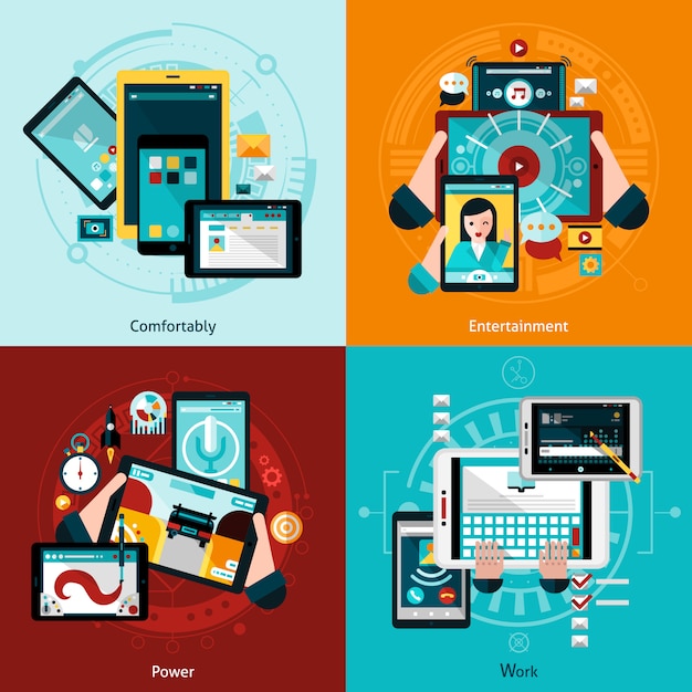 Conjunto de iconos de Phablet y tableta