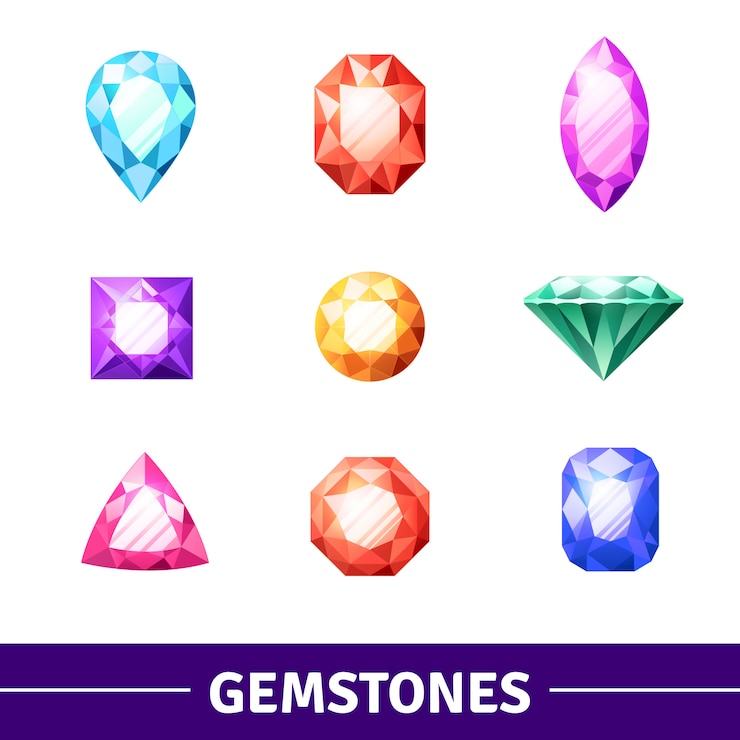 Vector gratuito conjunto de iconos de piedras preciosas