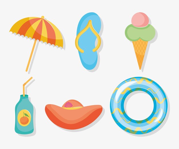 conjunto de iconos de piscina sobre fondo gris