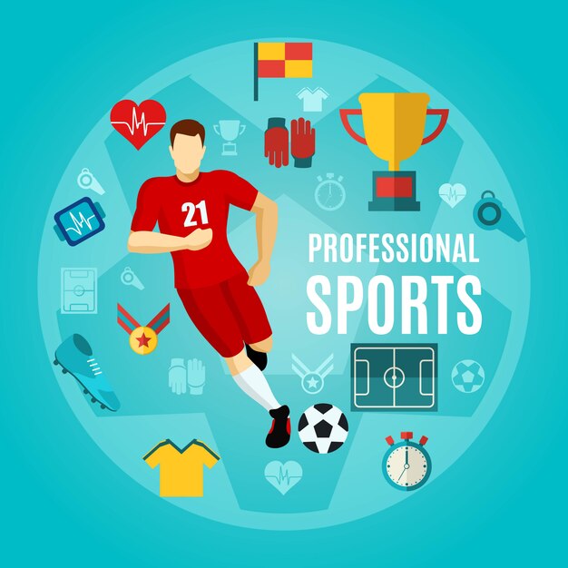 Conjunto de iconos planos de deportes profesionales
