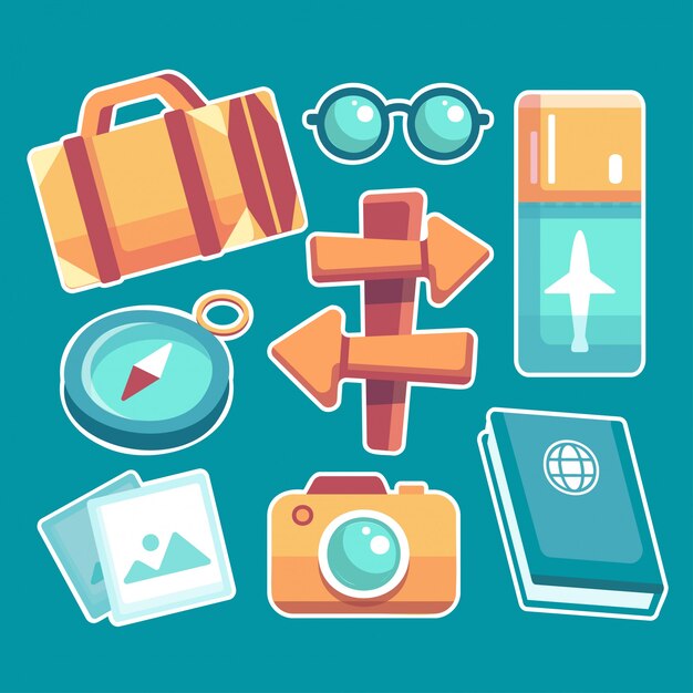 Conjunto de iconos planos de viajes y turismo Ilustración vectorial