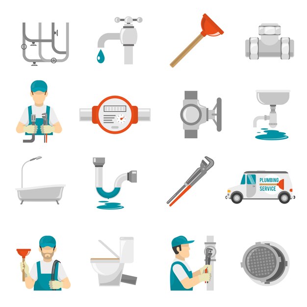 Conjunto de iconos de plomería