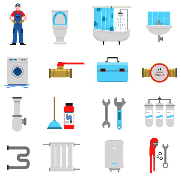 Conjunto de iconos de plomería