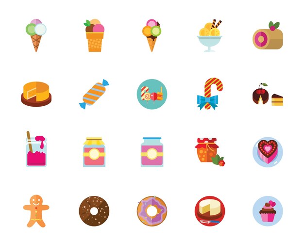 Conjunto de iconos de postre