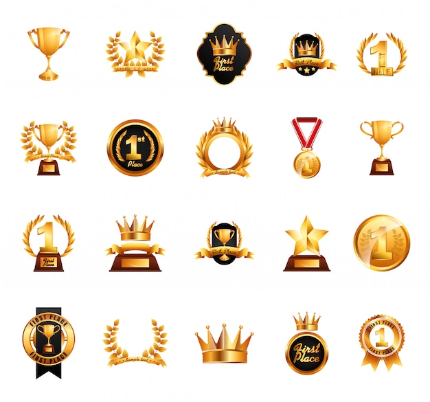 Conjunto de iconos de premios aislados