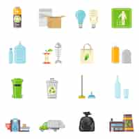 Vector gratuito conjunto de iconos de reciclaje de basura