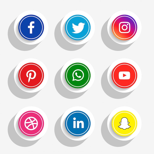 Conjunto de iconos de redes sociales de estilo 3D