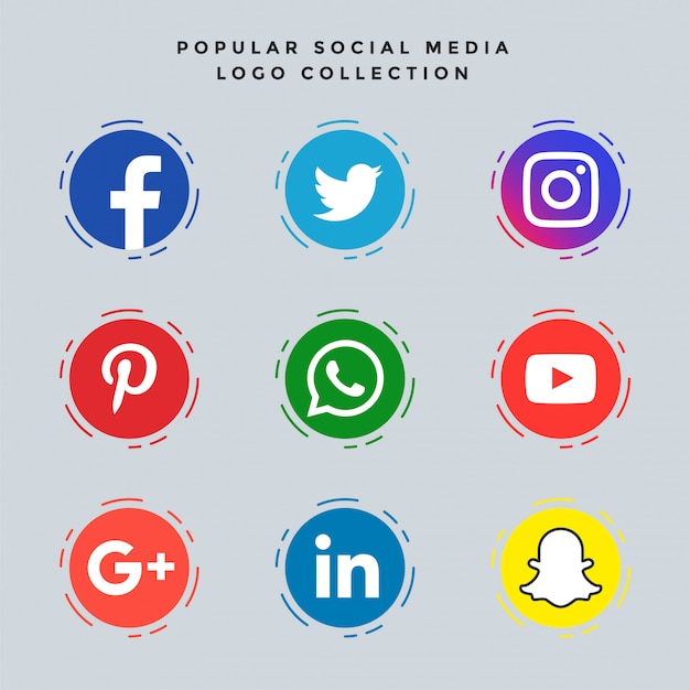 Conjunto de iconos de redes sociales populares