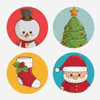 Vector gratuito conjunto de iconos redondeados de navidad