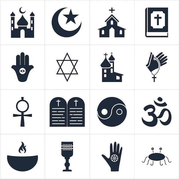Conjunto de iconos religiosos