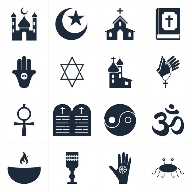 Conjunto de iconos religiosos