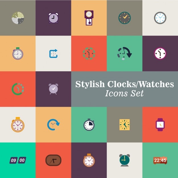 Vector gratuito conjunto de iconos de relojes