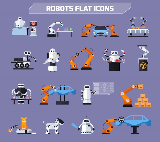 Conjunto de iconos de robots