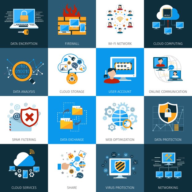 Conjunto de iconos de seguridad de red