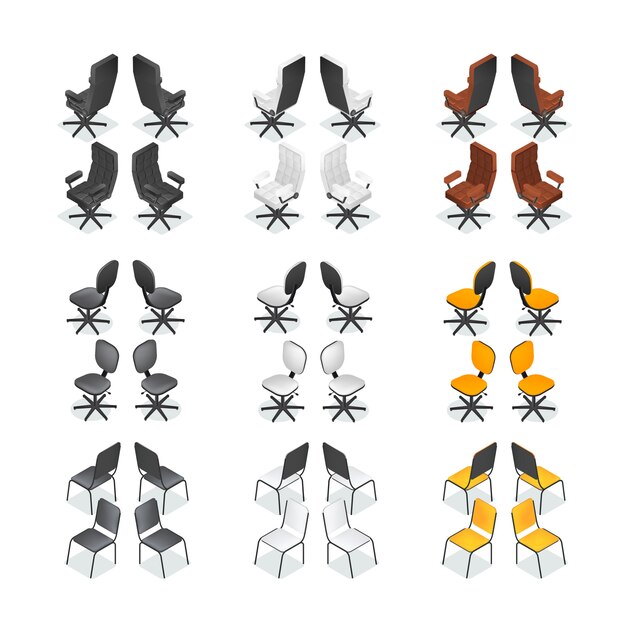 Conjunto de iconos de silla de oficina