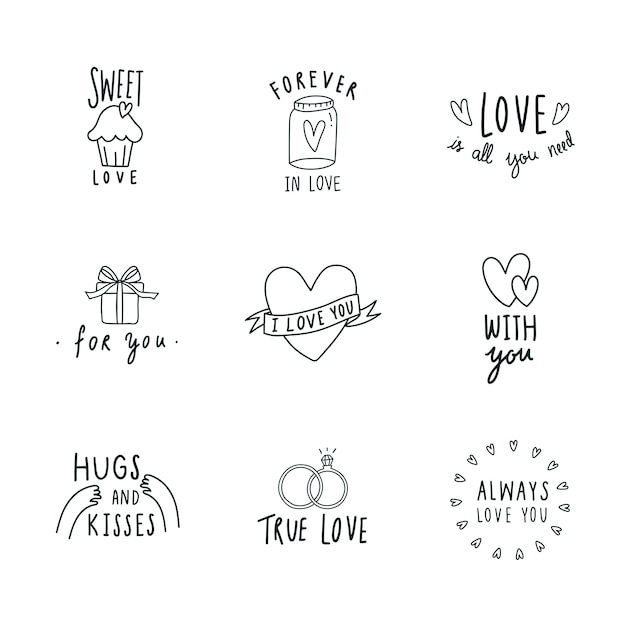 Conjunto de iconos de símbolos de amor vector