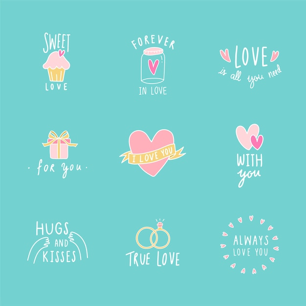 Conjunto de iconos de símbolos de amor vector