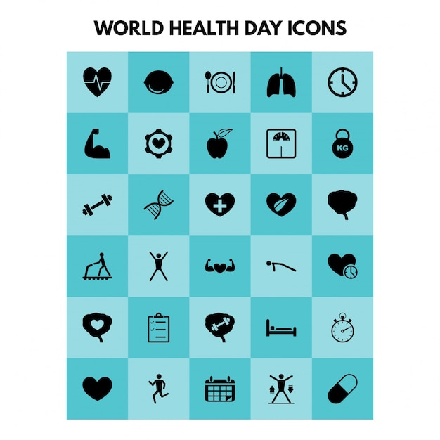 Conjunto de iconos simples de salud