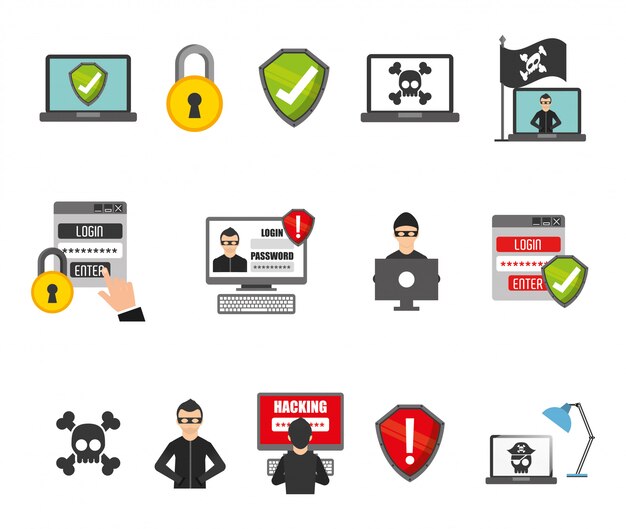 Conjunto de iconos de sistema de seguridad