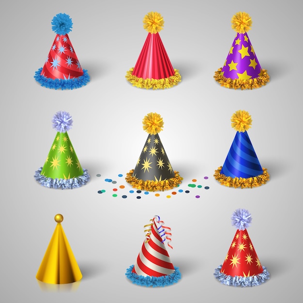 Vector gratuito conjunto de iconos de sombrero de fiesta
