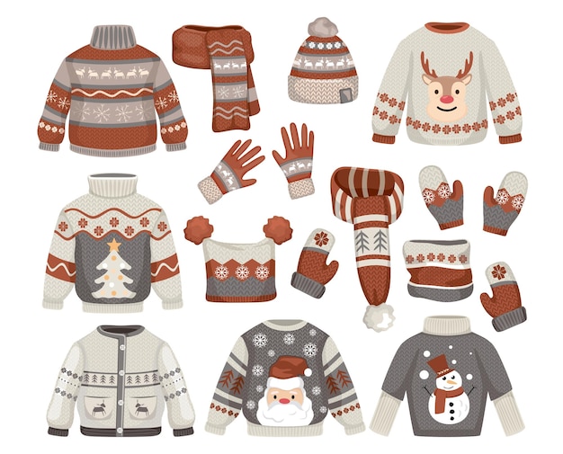 Conjunto de iconos de suéteres de Navidad