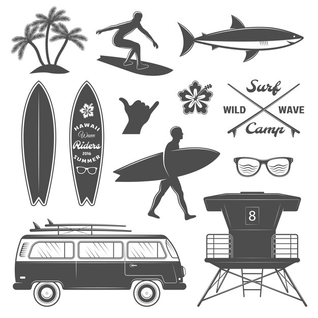 Conjunto de iconos de surf