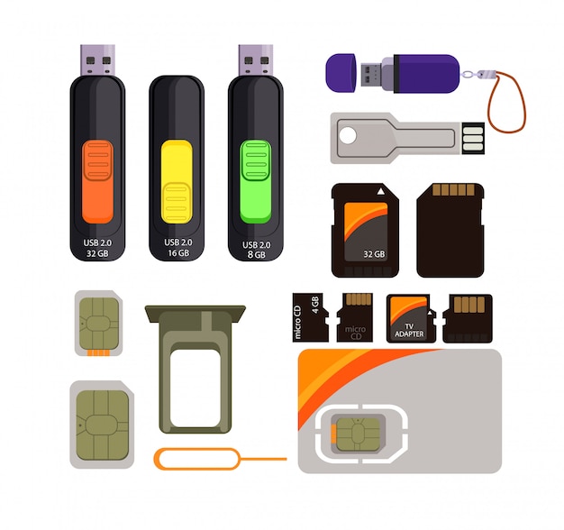 Conjunto de iconos de tarjetas de memoria