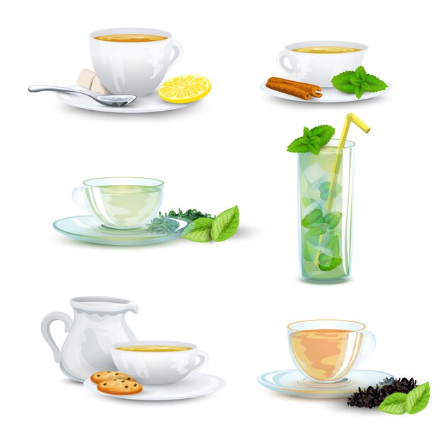 Conjunto de iconos de té