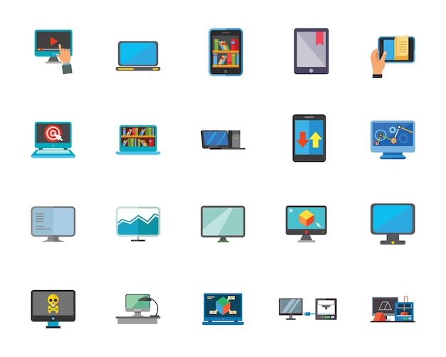 Vector gratuito conjunto de iconos de tecnología informática