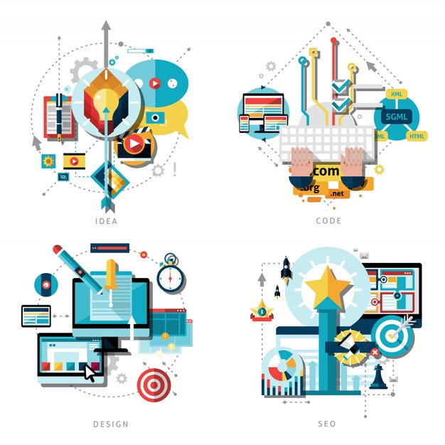 Conjunto de iconos de trabajo creativo