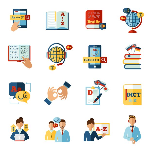 Conjunto de iconos de traductor