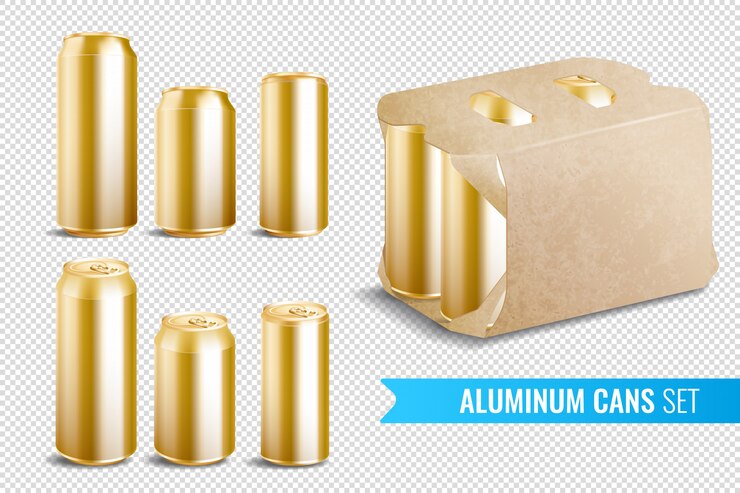 Vector gratuito conjunto de iconos transparentes de latas de aluminio
