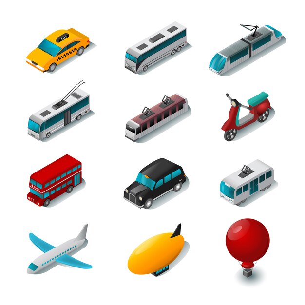 Conjunto de iconos de transporte público