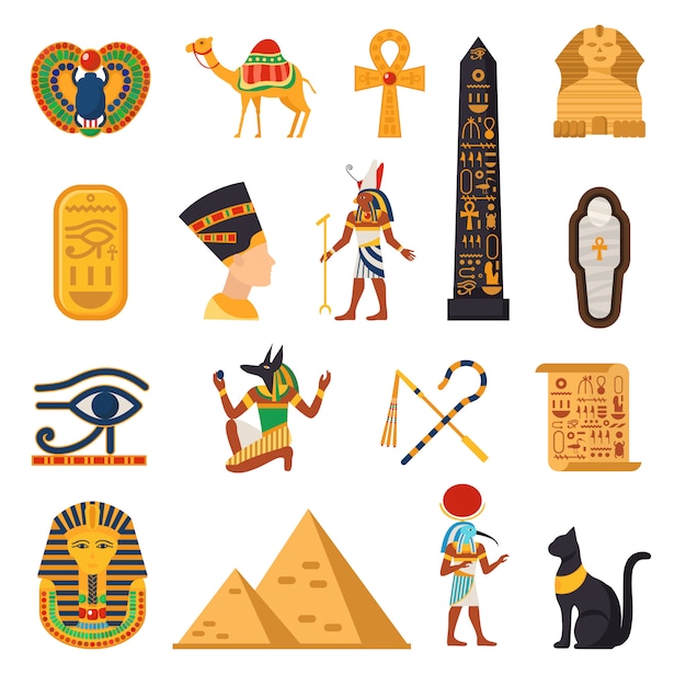 Conjunto de iconos turísticos de Egipto